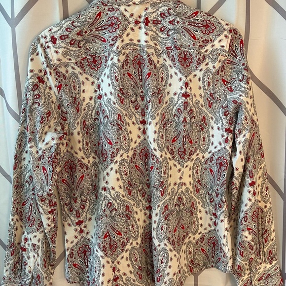 Talbots Red and Gray Paisley Blouse - Picture 3 of 5